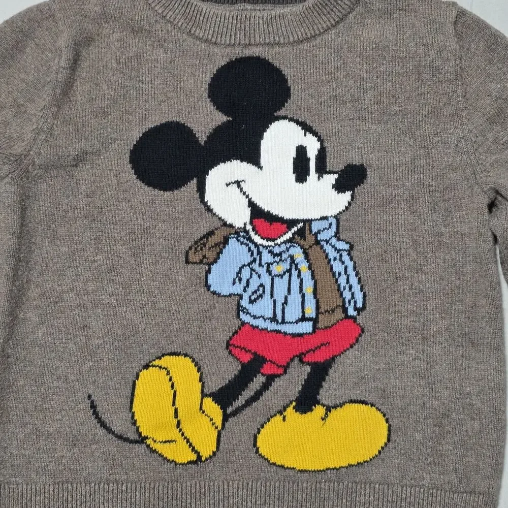 Baby Gap Disney Mickey Mouse Toddler Sweater Brown Heather 100% Cotton 2T Fall 2
